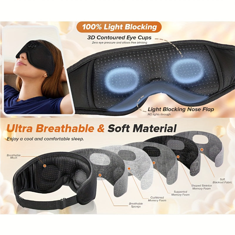 LC-Dolida Sleep Headphones Sleep Mask, Wireless 3D Light-Blocking