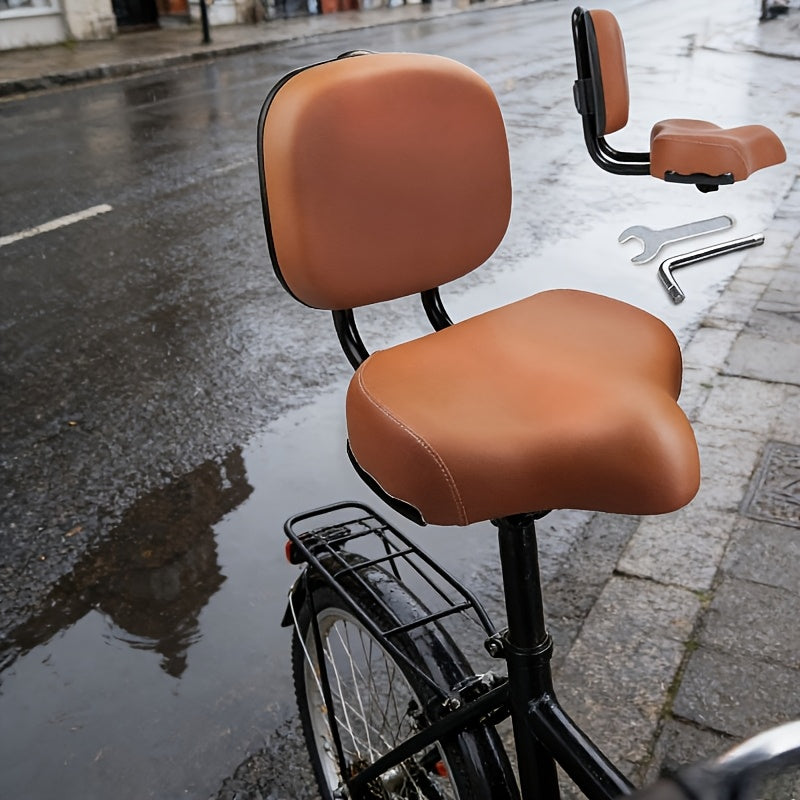 Bike Seat With Backrest PU Memory Foam Cushion Universal