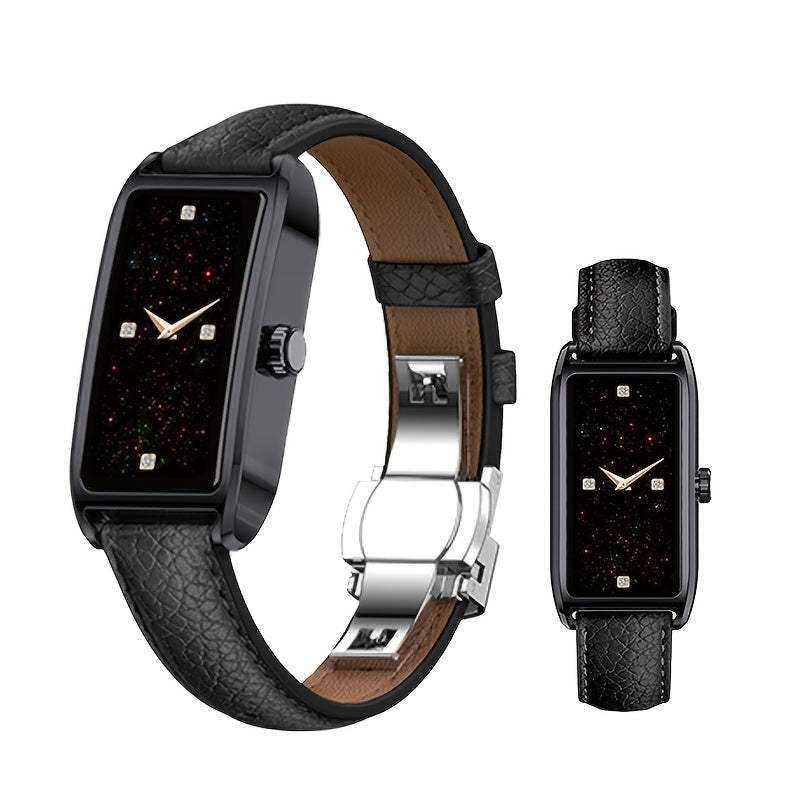 Couple smart High Quality watch, retro square dial, brown strap, Keep Health health tracking, suitable for more than ten languages and over a hundred modes, supporting exercise recording, menstrual period recording, sleep mon