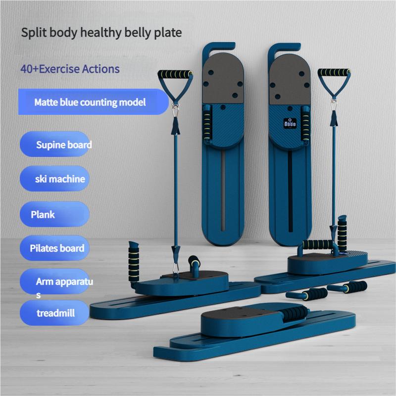 Split Pilates balance board, 40+ exercise movements, multifunctional fitness tool, (abdominal board, ski machine, plank support, Pilates board, arm trainer, walking machine, tension rope, push-ups), any spacing to adjust 360