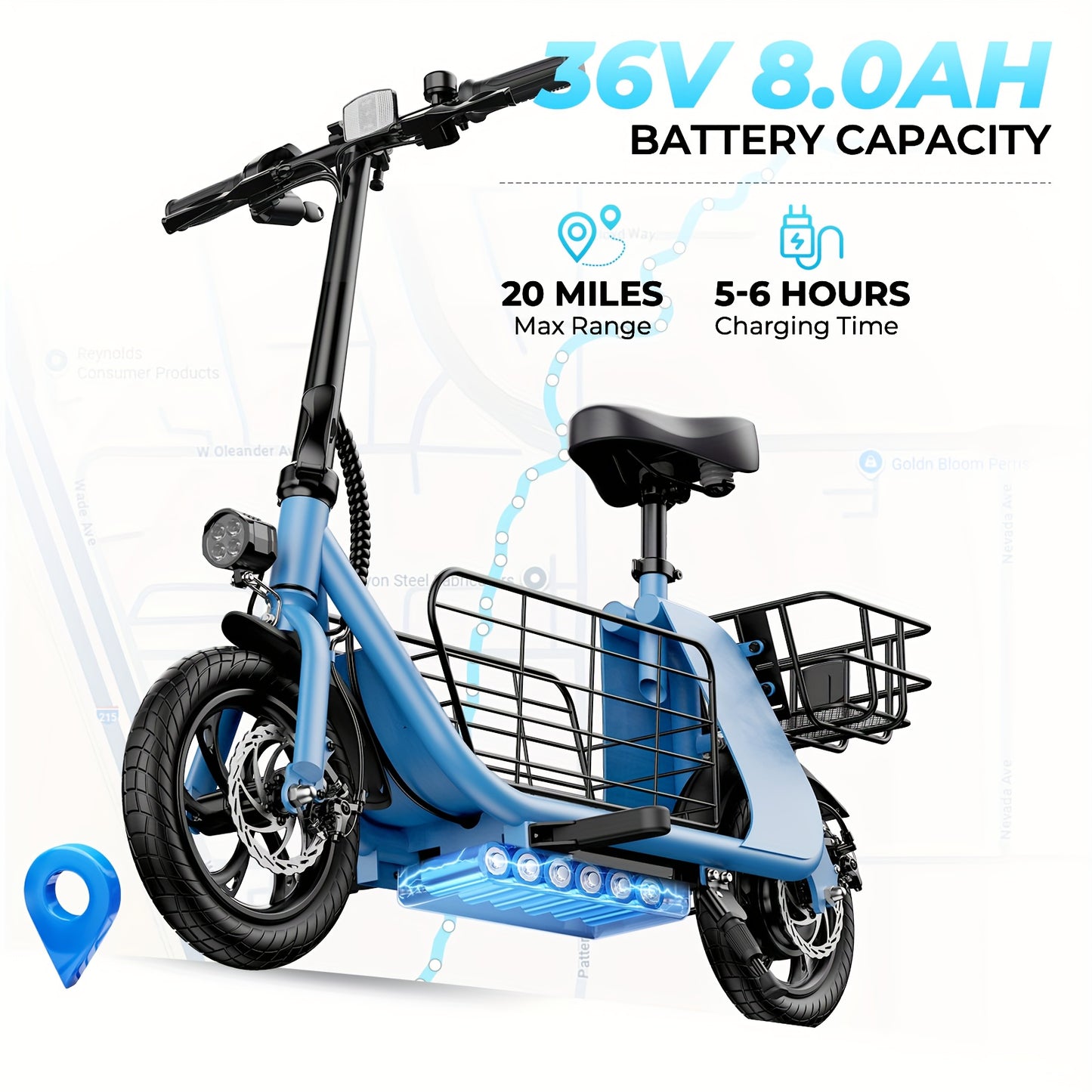 WindHorse Electric Scooter 450W Motor, 20 Mile Range, 15.5 MPH