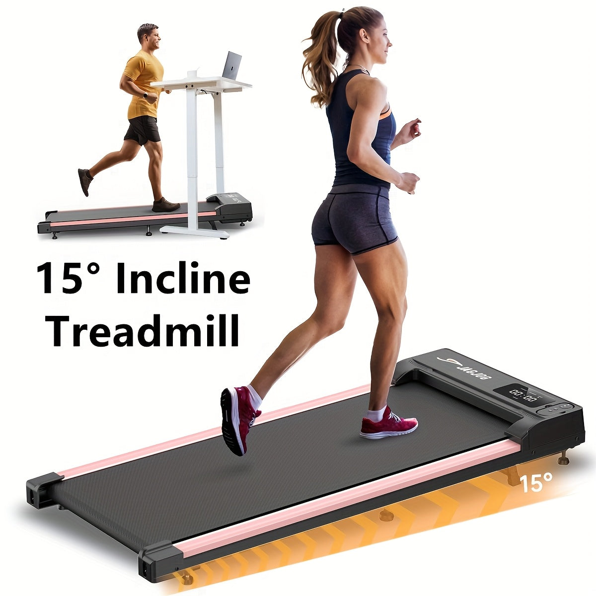 HOMSHADE 2-in-1 Walking Pad Treadmill Under Desk Portable