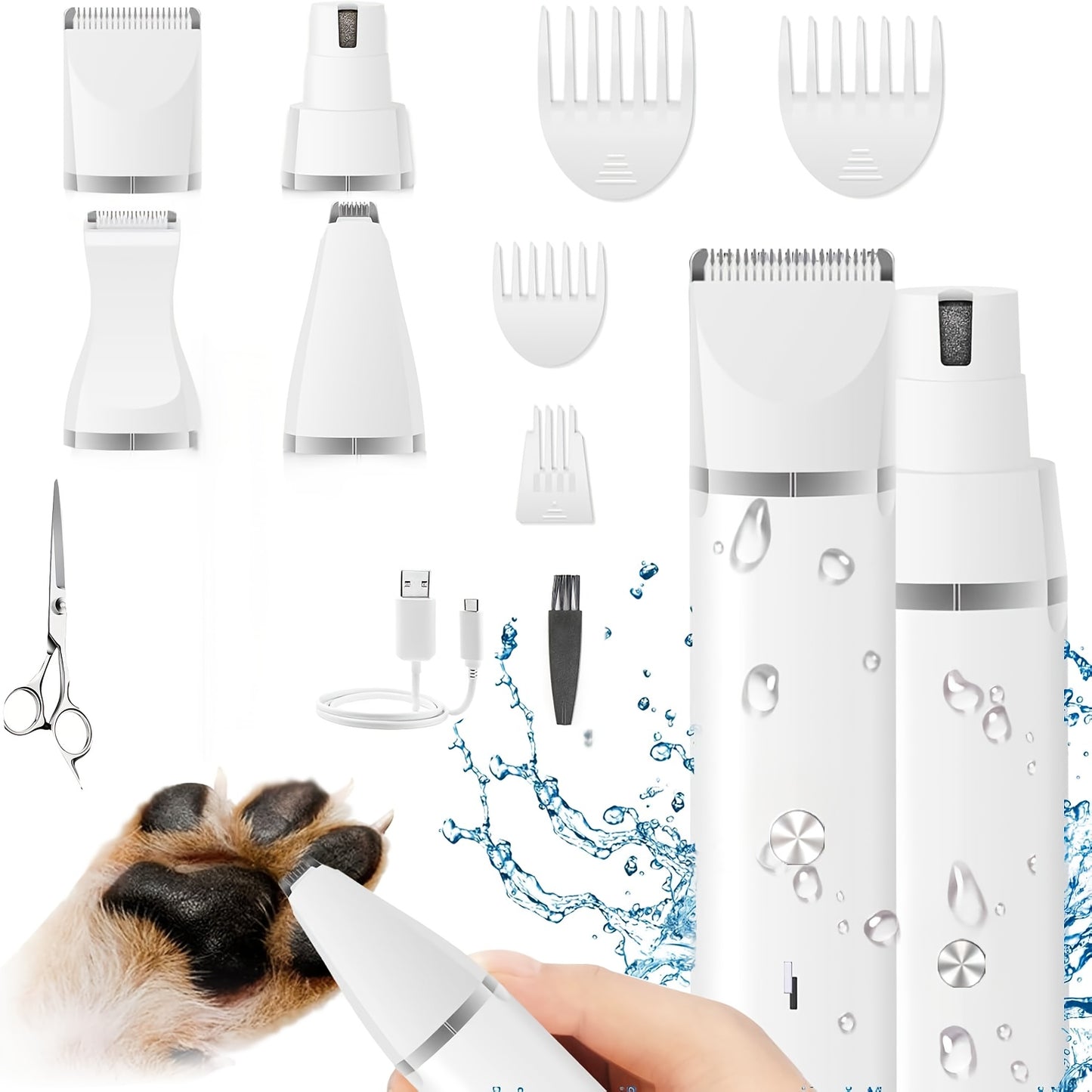 Dog Hair Clipper Set Low Noise USB Rechargeable Pet Grooming