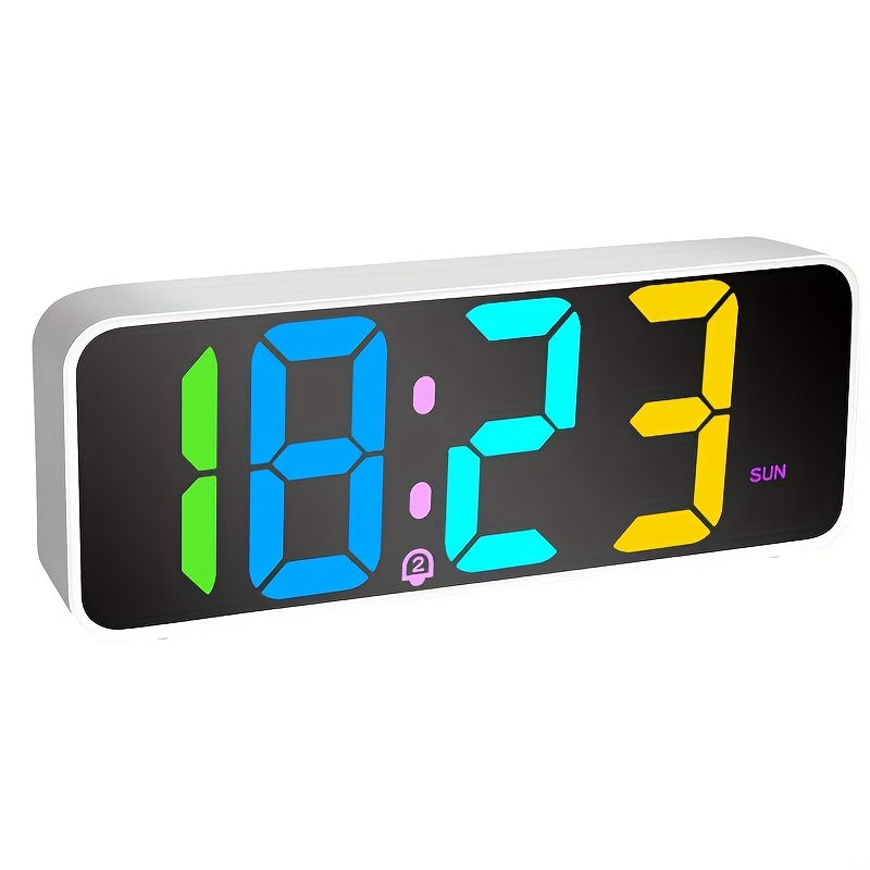 Large-Screen Digital Alarm Clock with Voice & USB Charging Port - 6.5-inch -Friendly Bedside Clock, Snooze, Volume & Brightness Adjustment, USB- (Mains Required) for & visually - Heavy-Duty