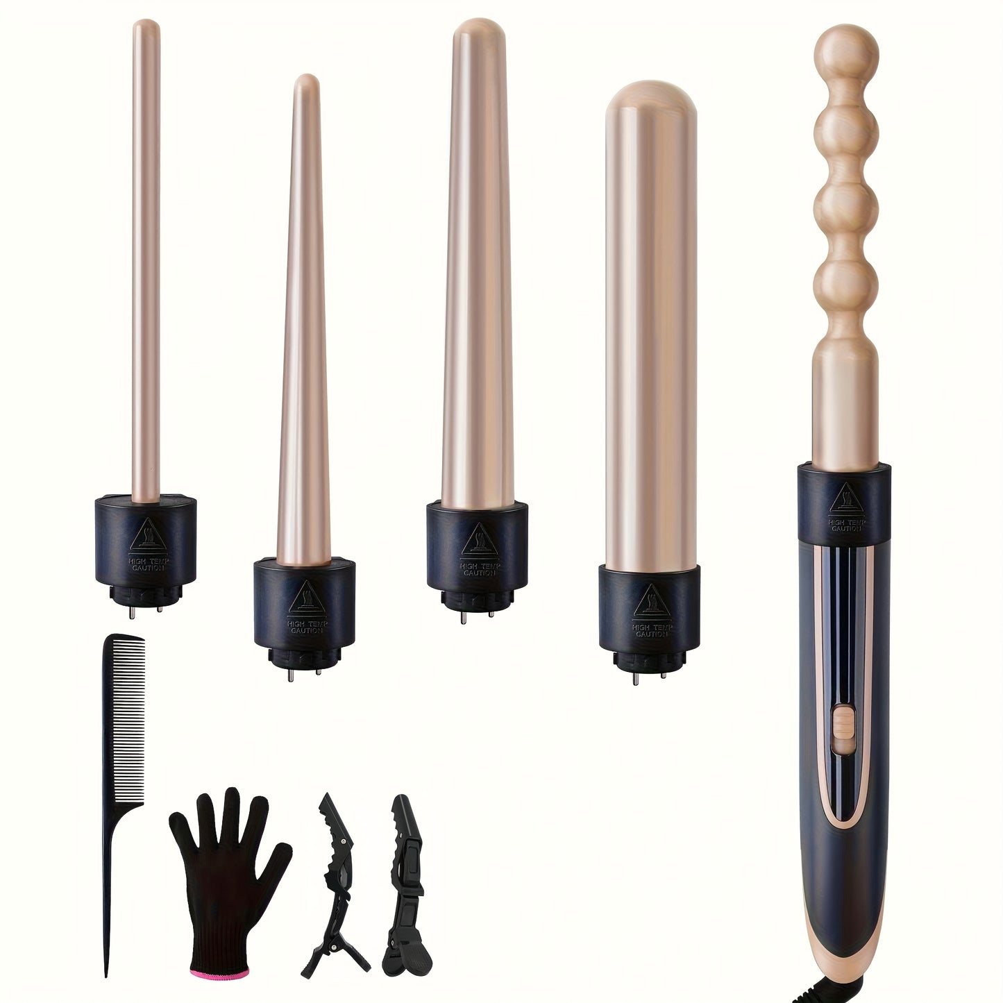 Hair Curling Wand 5in 1 Hair Curlers Iron Set 0.4" - 1.25" with 5 Ceramic Interchangeable Barrel for Long Short Hair Styling Tool for Women Gifts Birthday Christmas Thanksgiving Day New Year Festival Hairstylist Essentials St