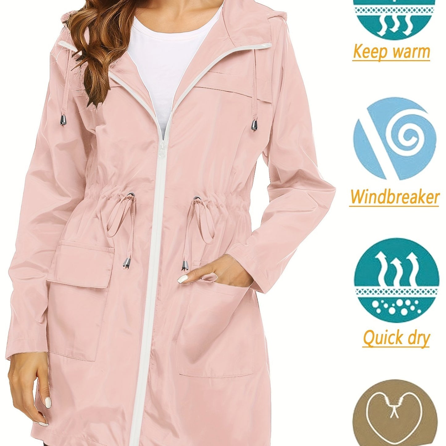 KTILG Raincoat Waterproof Lightweight Hooded Outerwear