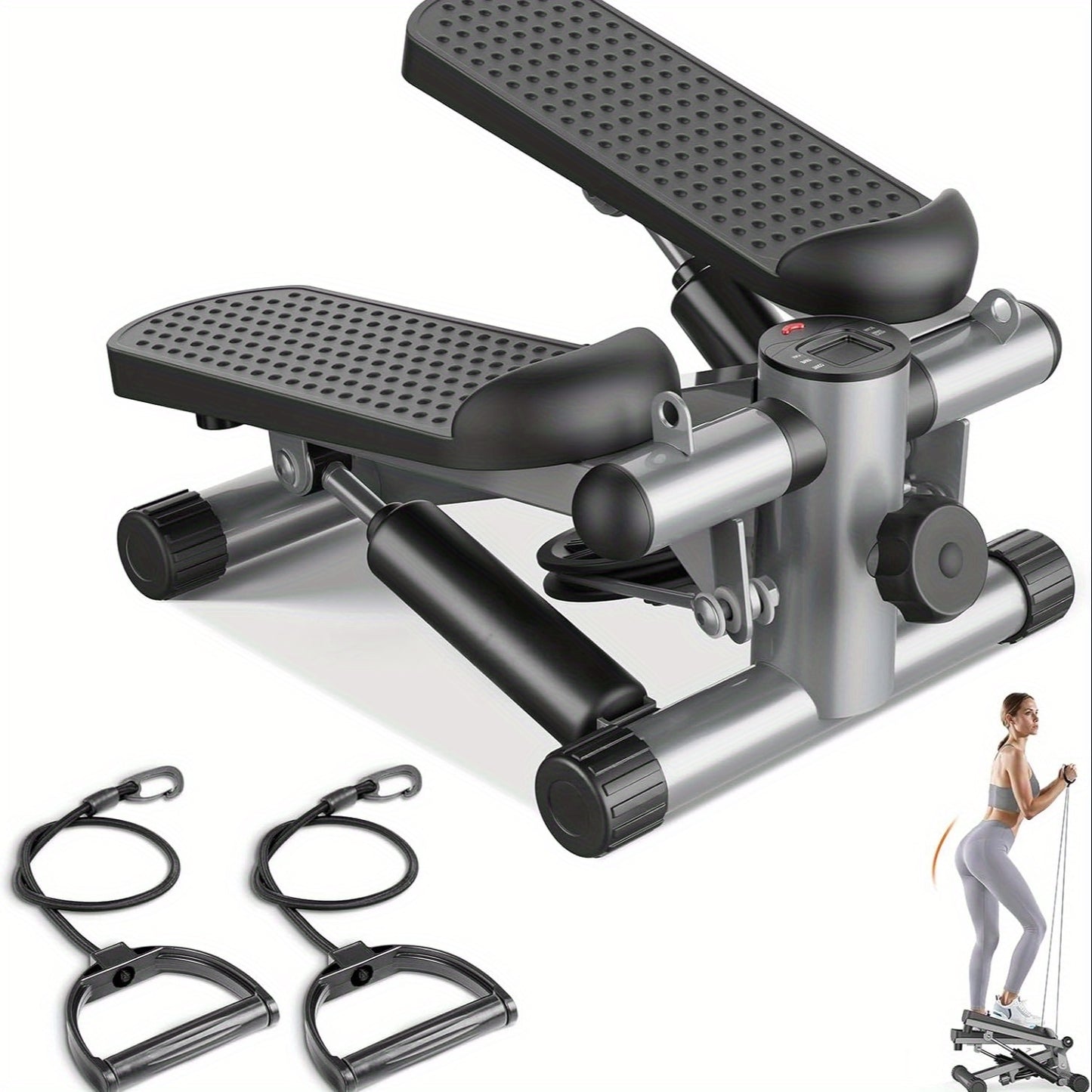 Mini Exercise Stepper with Resistance Bands - Compact Stair Stepper Machine for Home Use, Twist Motion Full Body Workout, 300LBS Capacity Portable Fitness Equipment