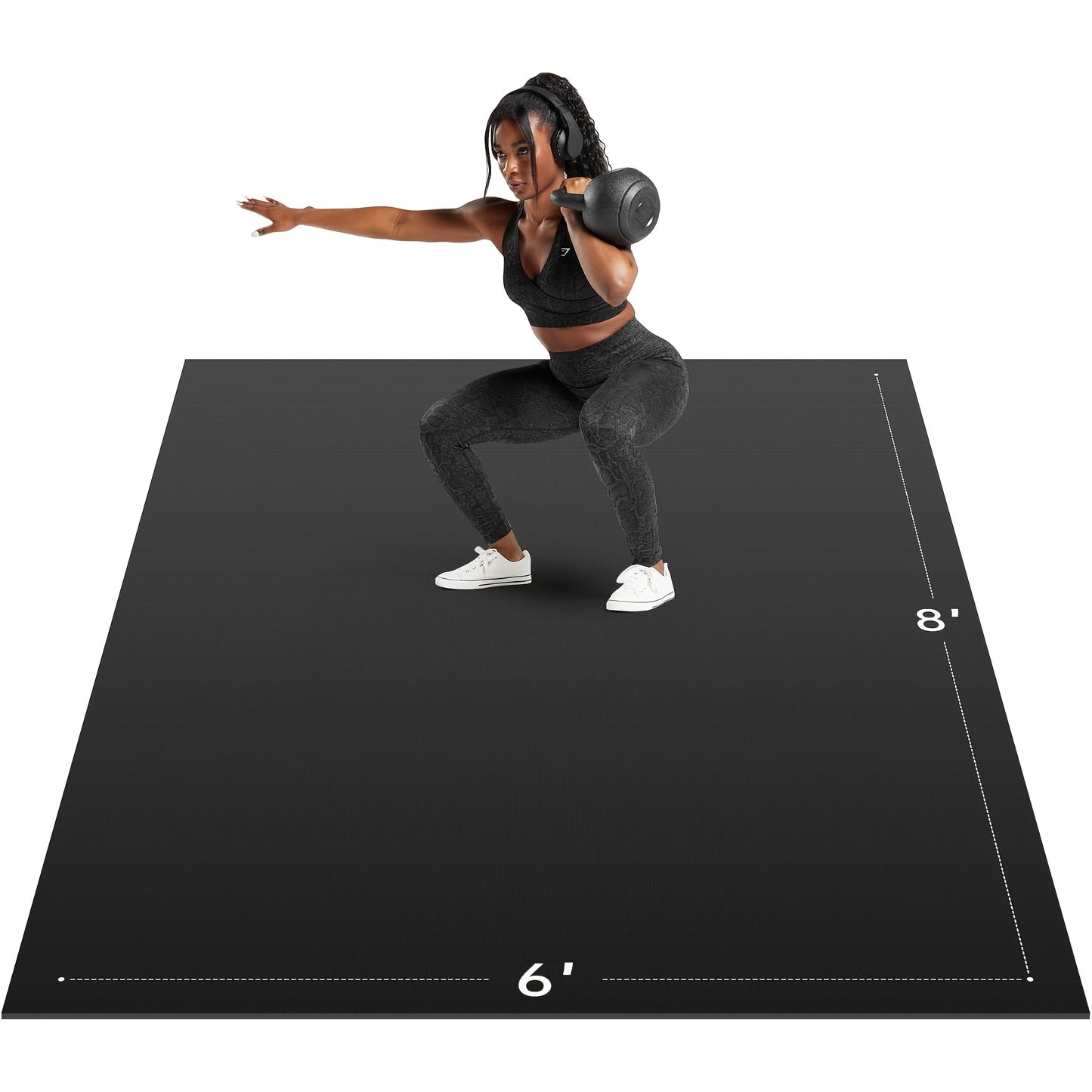 Fitness Mat Extra Thick High-Density PVC For Home Workouts