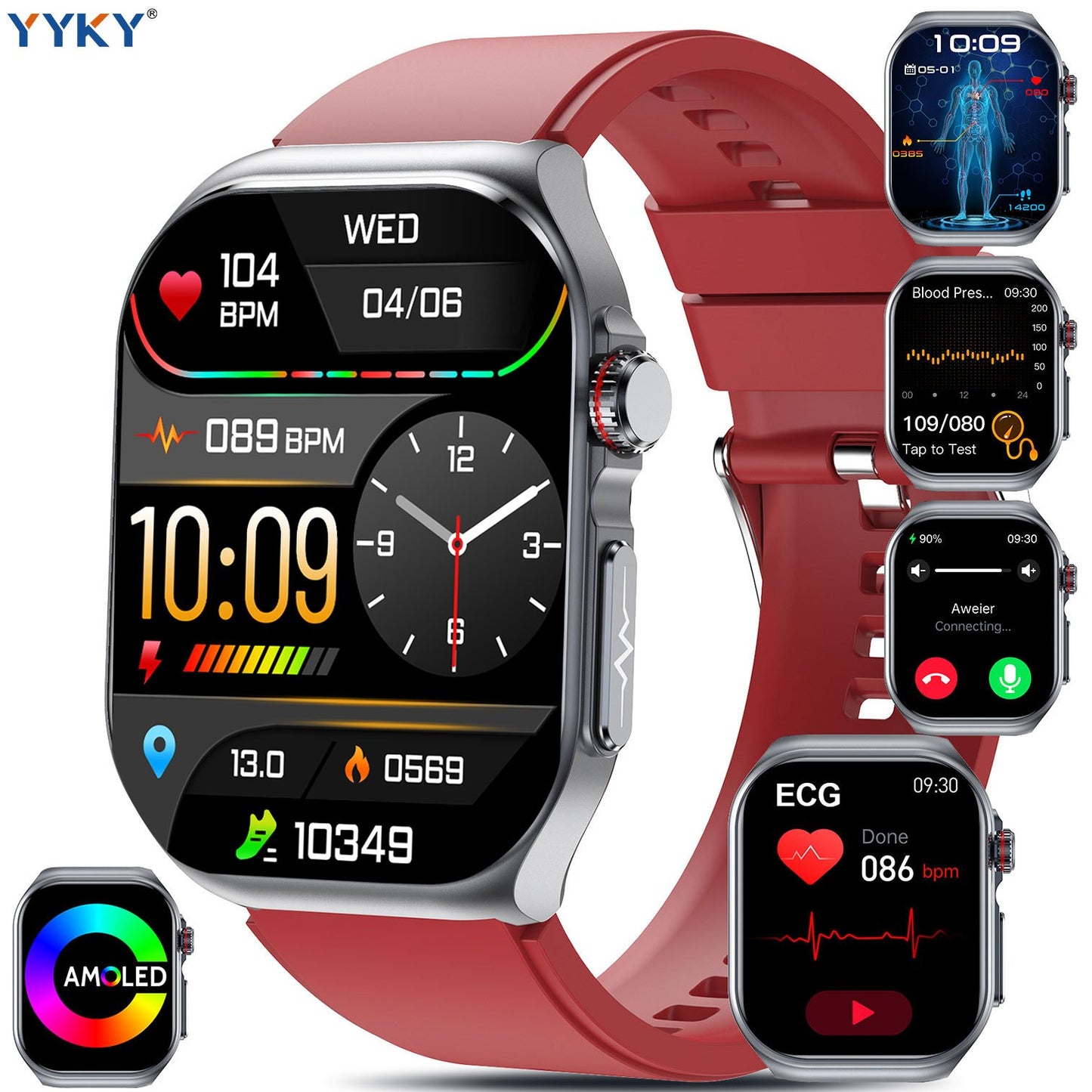 Smartwatch YYKY AMOLED Display, 530mAh Battery, NFC, Multi-Sport