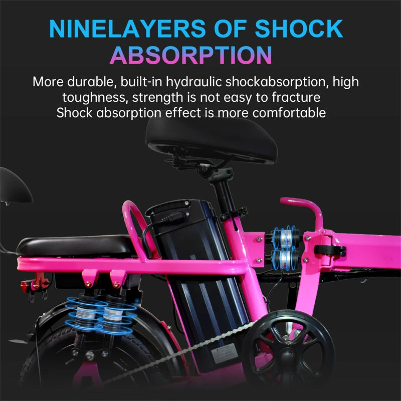 500W Motor Electric Bike for Adults and Women 20MPH Folding Ebike 48V 20Ah Battery 14" Folding Electric Bicycle for Commuter