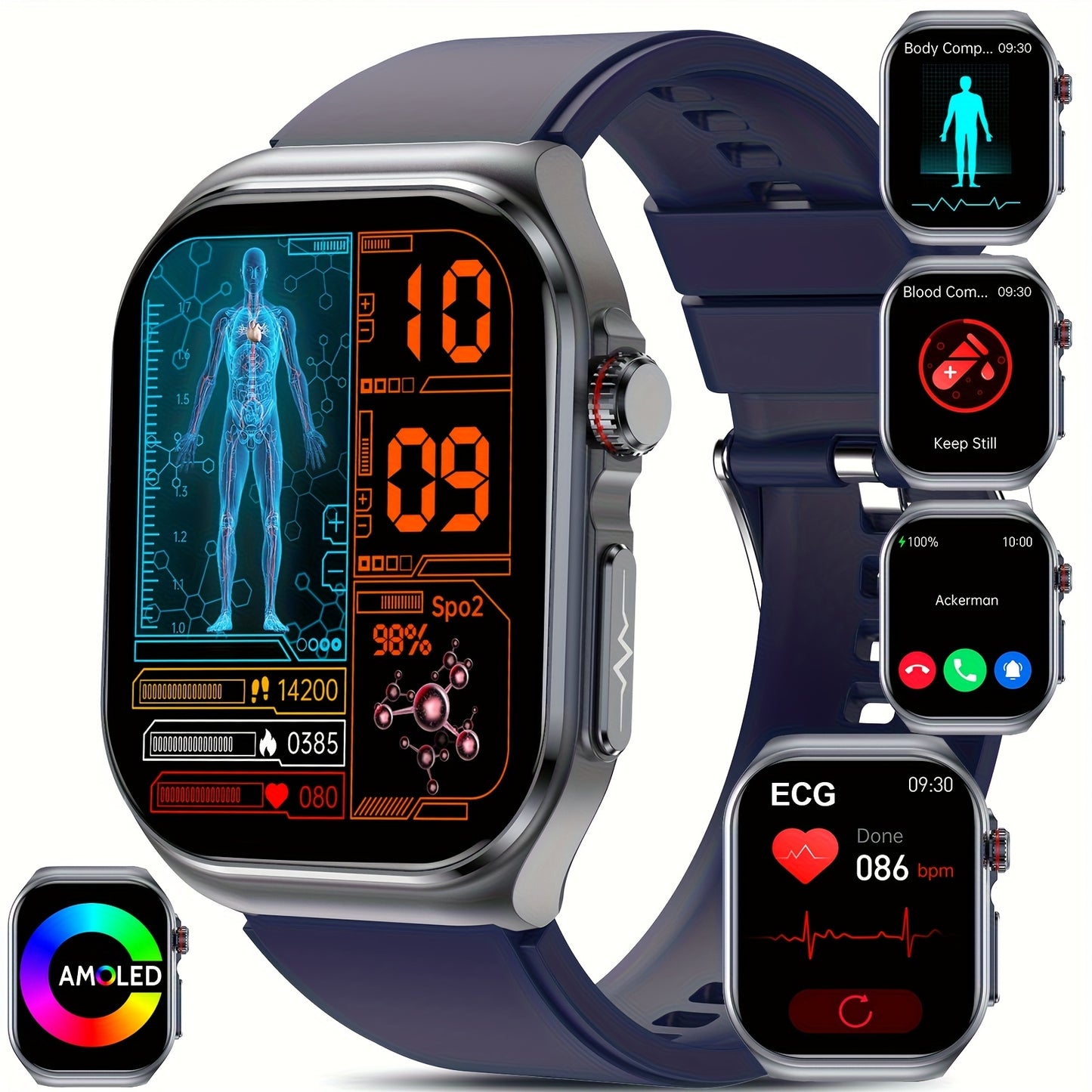 Smartwatch for Women And Men: Features a 2.04" AMOLED Screen, a Long-Lasting 530Mah Battery, Wireless 5.3 Calling, Multiple Sports Modes, Menstrual Tracking, Weather Updates, Voice Assistant/Sos, Magnetic Charging, And Fitnes