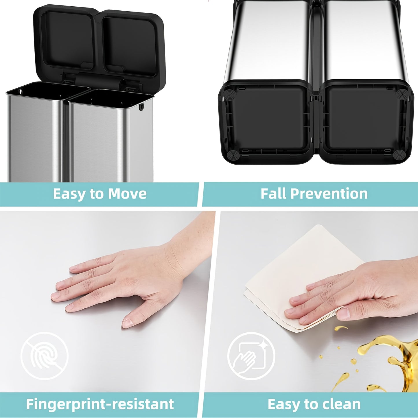 TACKVIEW Automatic Motion Sensor Trash Can Soft-Close Lid