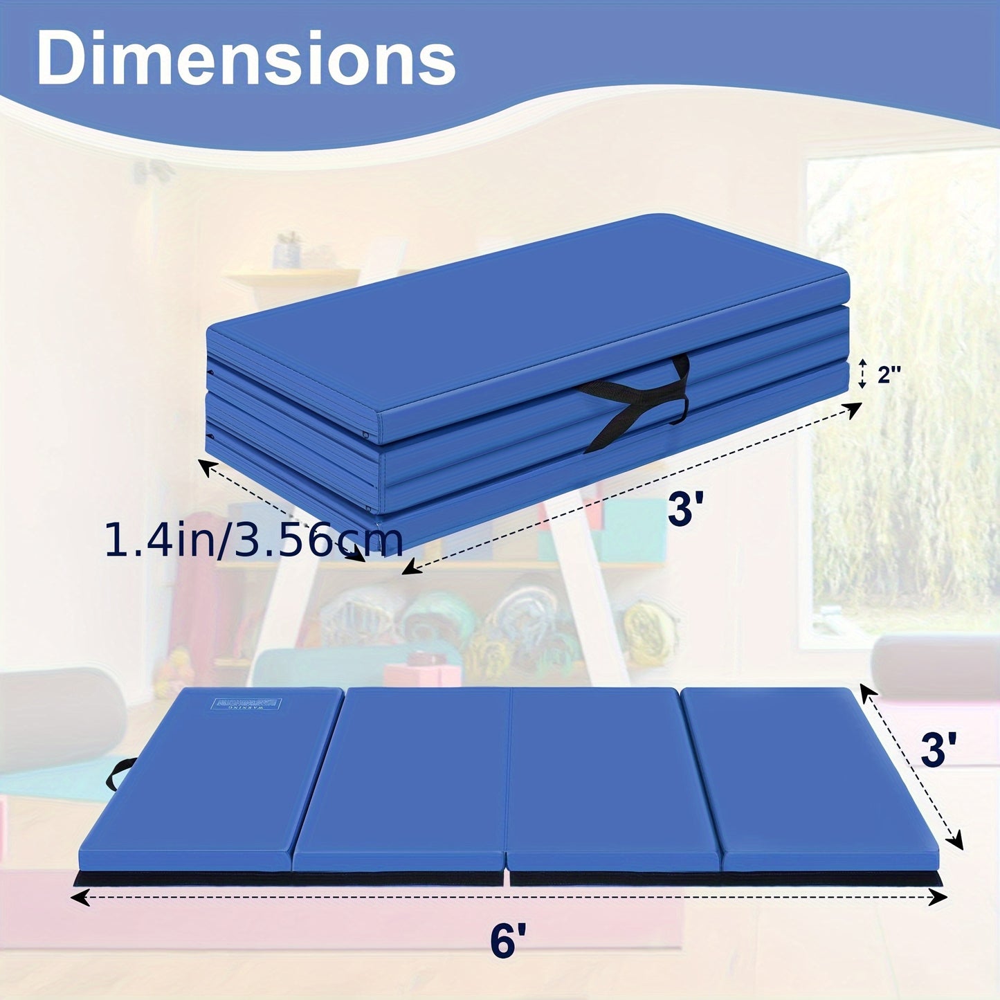 NETAJE Folding Gymnastics Exercise Mat EPE Foam Core