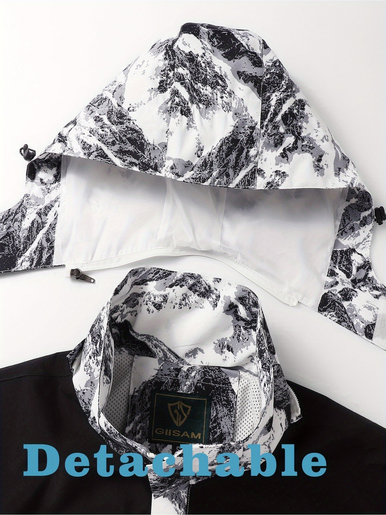 Men's Raincoat Windproof Polyester Shell With Hood
