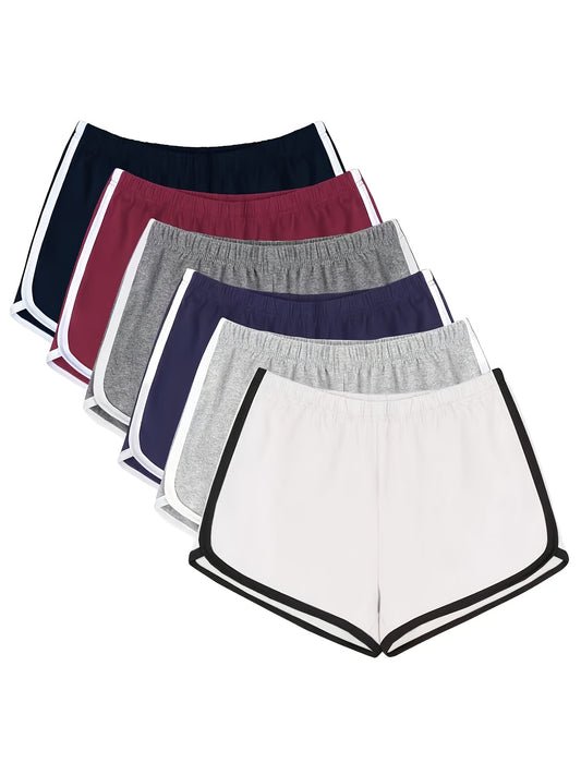 6pcs Women's Fitness Shorts - Soft, Breathable, Hip-Lifting Design, Stylish Dolphin Cut, Versatile for Gym, Cycling, Hiking & More, Spring Clothes, Summer Clothes, Valentine's Day Gifts, Easter Gifts, Discounted
