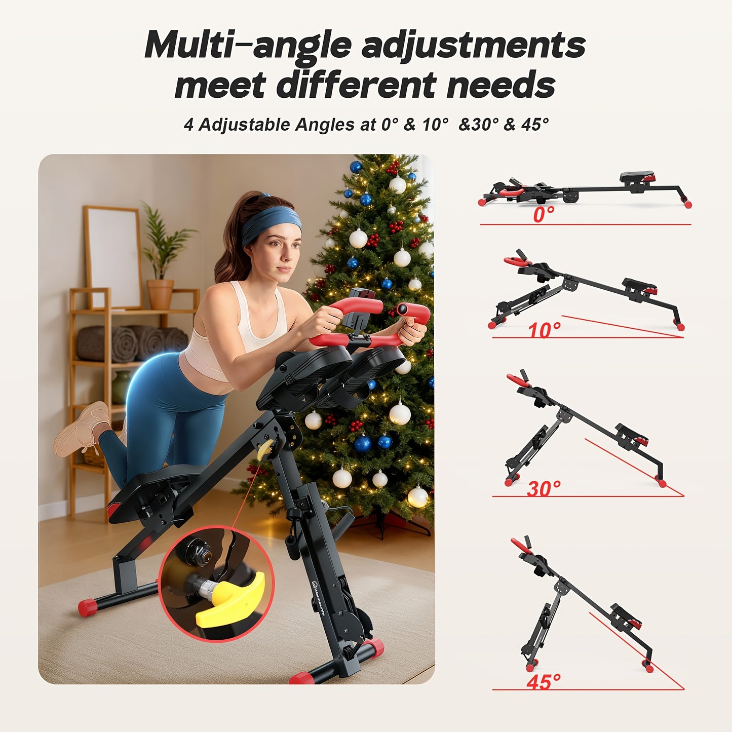 WARMOUNTS Rowing Machine, 4-in-1 Foldable for Home Gym, 2-Level Adjustable Resistance, 4 Adjustable Handle Heights, LCD Monitor, 260 lbs Capacity, Without Battery