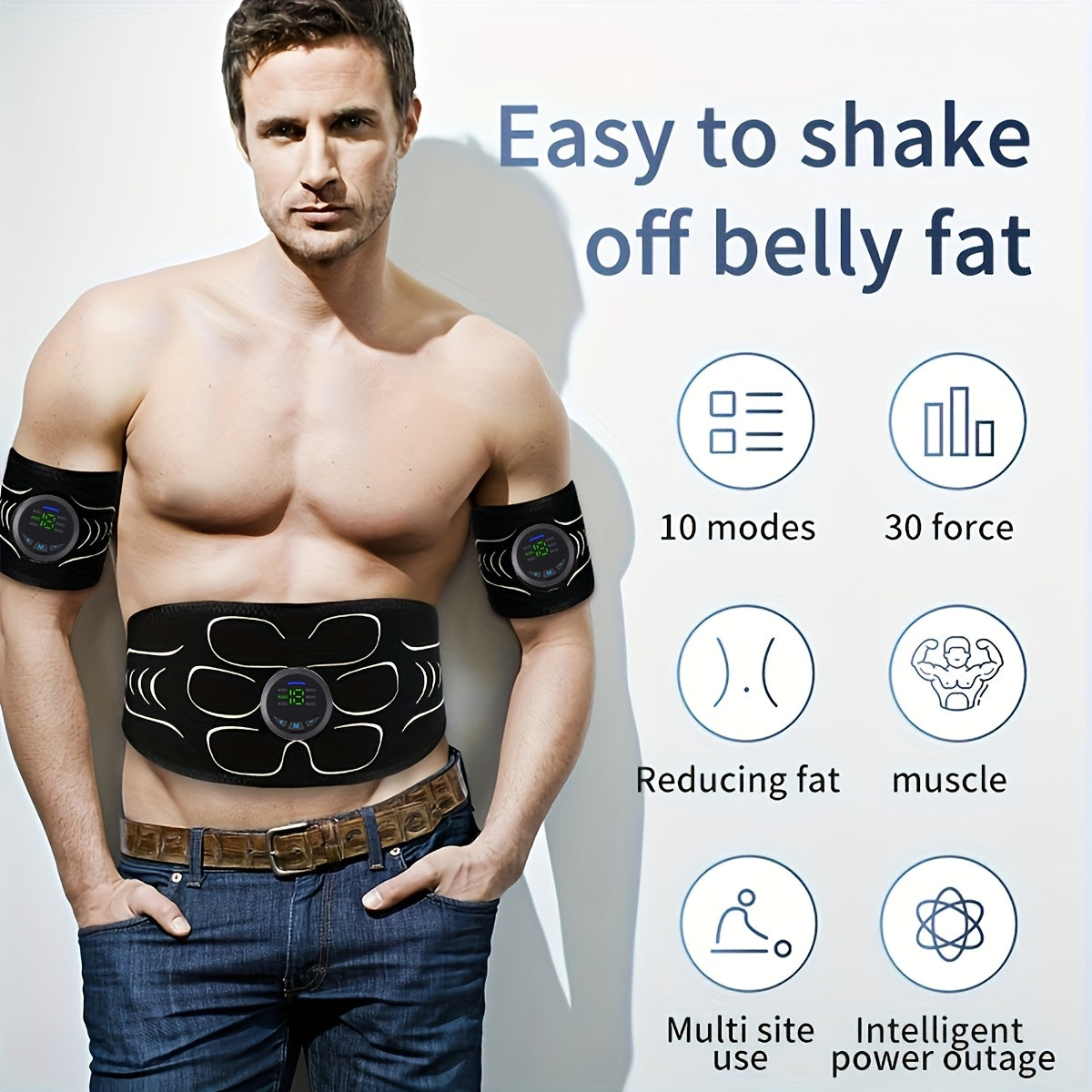 Rechargeable EMS Muscle Fitness Massage 3pcs Set -6 Modes, 18 Level Intensity Adjustment, Muscle Training And Relax Stimulator, Lithium Battery Powered, EMS Muscle Stimulation Massage, Perfect Christmas Gift//Black Five Promo
