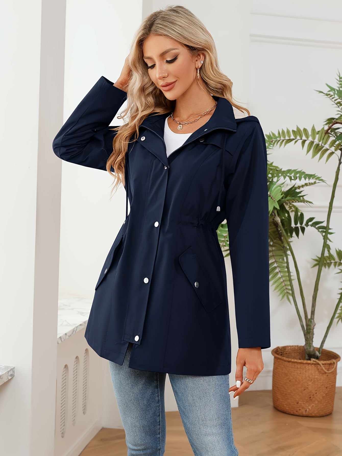 KTILG Women's Hooded Raincoat Lightweight Water Resistant