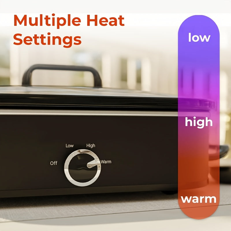 3.5Qt Digital Programmable XL Jumbo Slow Cooker | Adjustable Temp, Entrees, Sauces, Stews & Dips, Dishwasher Safe Glass Lid & Crock, Stainless Steel, 80.31gal Material