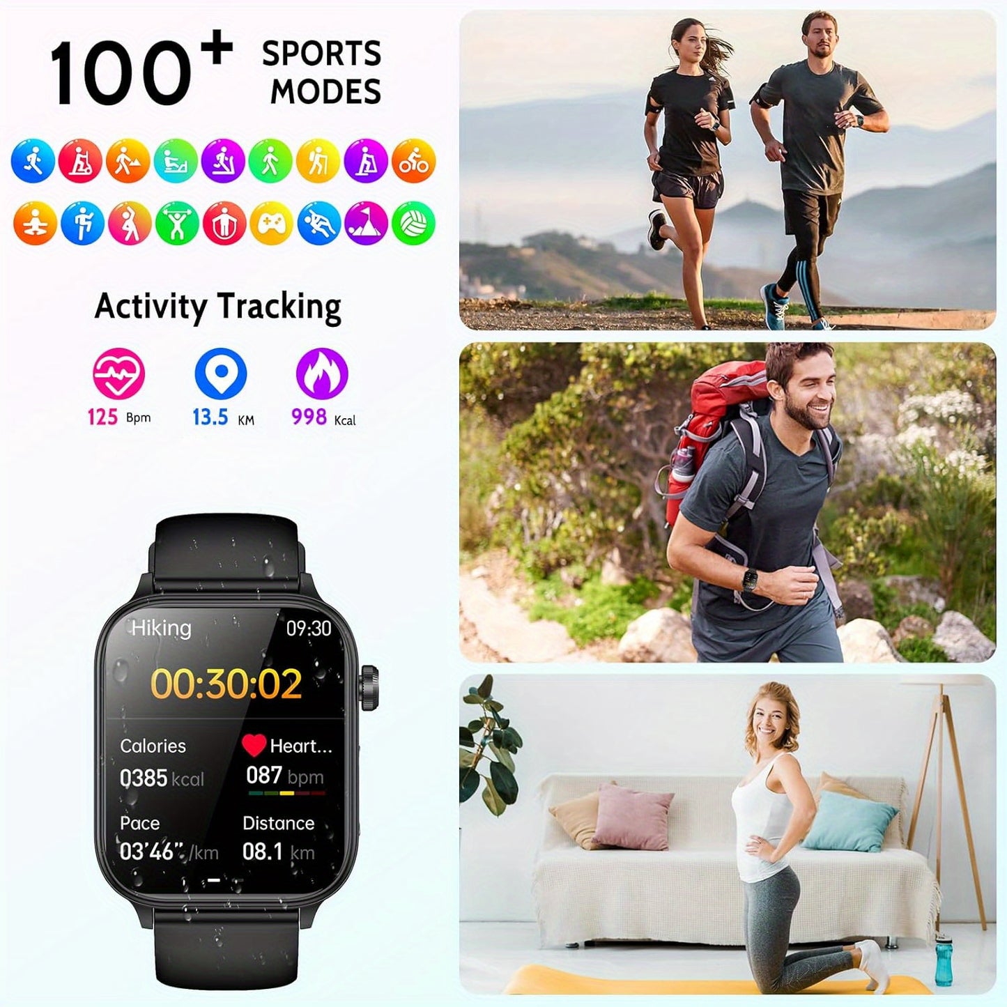 Marsyu Smartwatch Health Monitoring With Multi-Sport Modes
