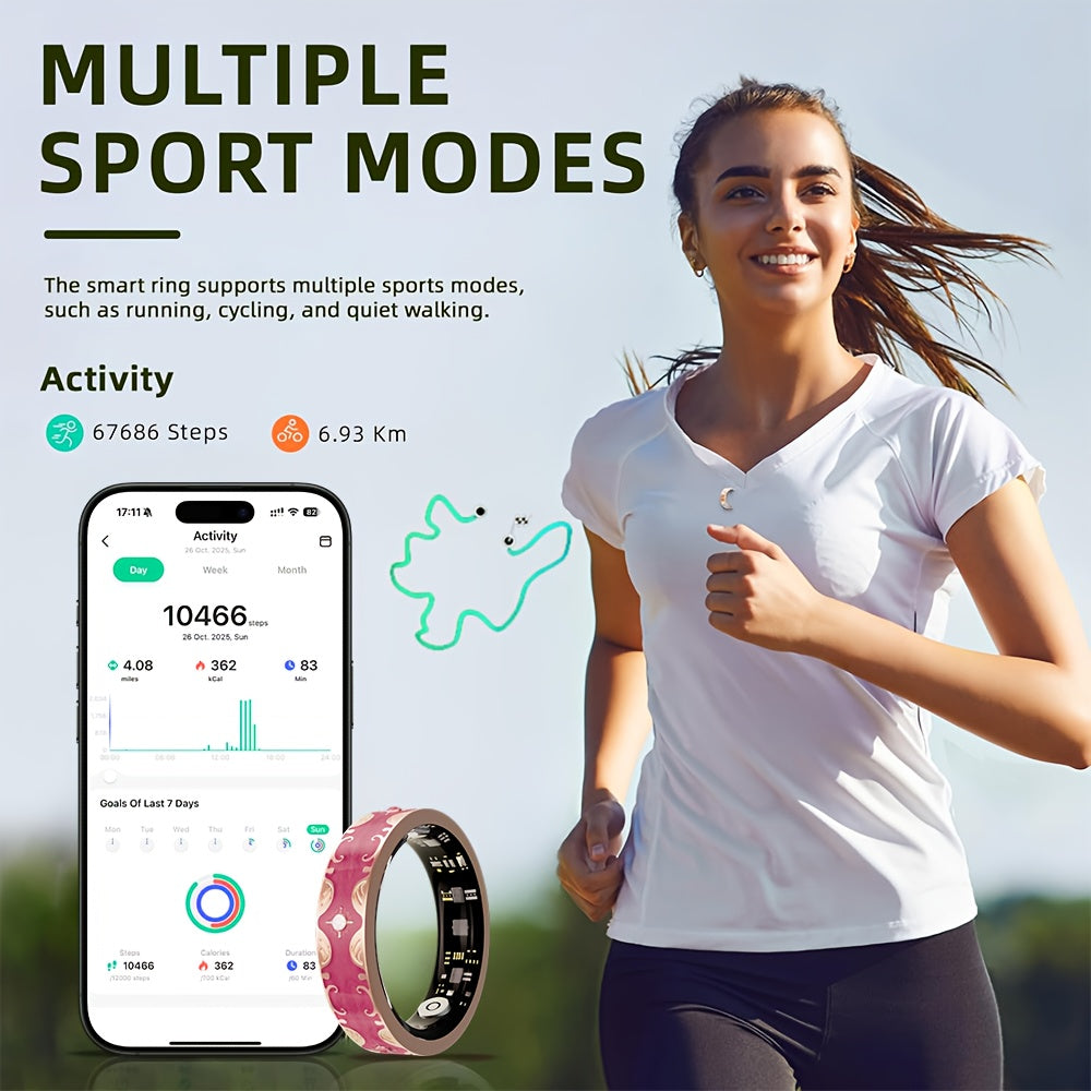 Smart Ring for Women - Activity Ring and Fitness Tracker with Step, Distance, Calorie, Menstrual Cycle Tracker, Health Rings for iPhone Android, No Subscription Fee, IP68 Waterproofing Intelligent Ring - Ideal Gift for Mom/Gi