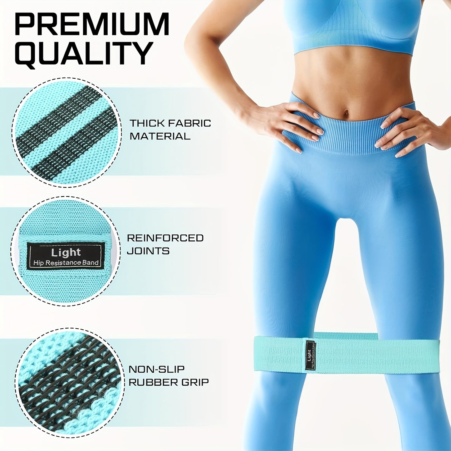 UNIT Fabric Resistance Bands Non Slip Leg and Glute Set