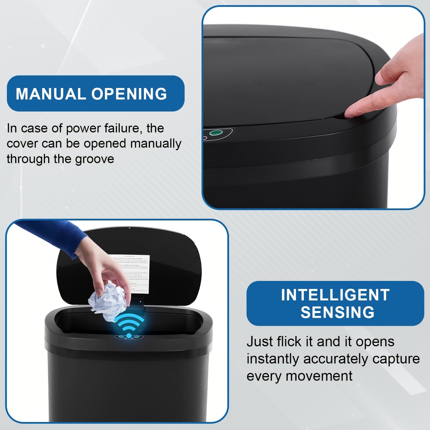 DOPINMIN Touchless Trash Can With Automatic Sensor Plastic Waste Bin