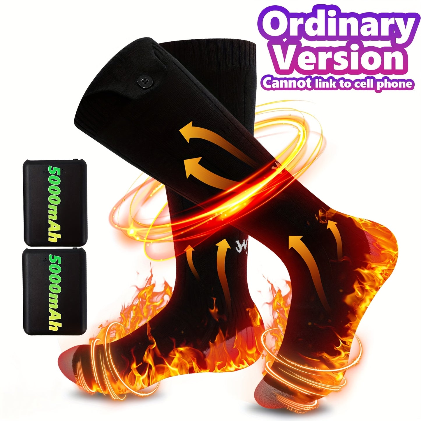 WNDY'S DREAM Heated Socks With 5000mAh Rechargeable Battery, Unisex