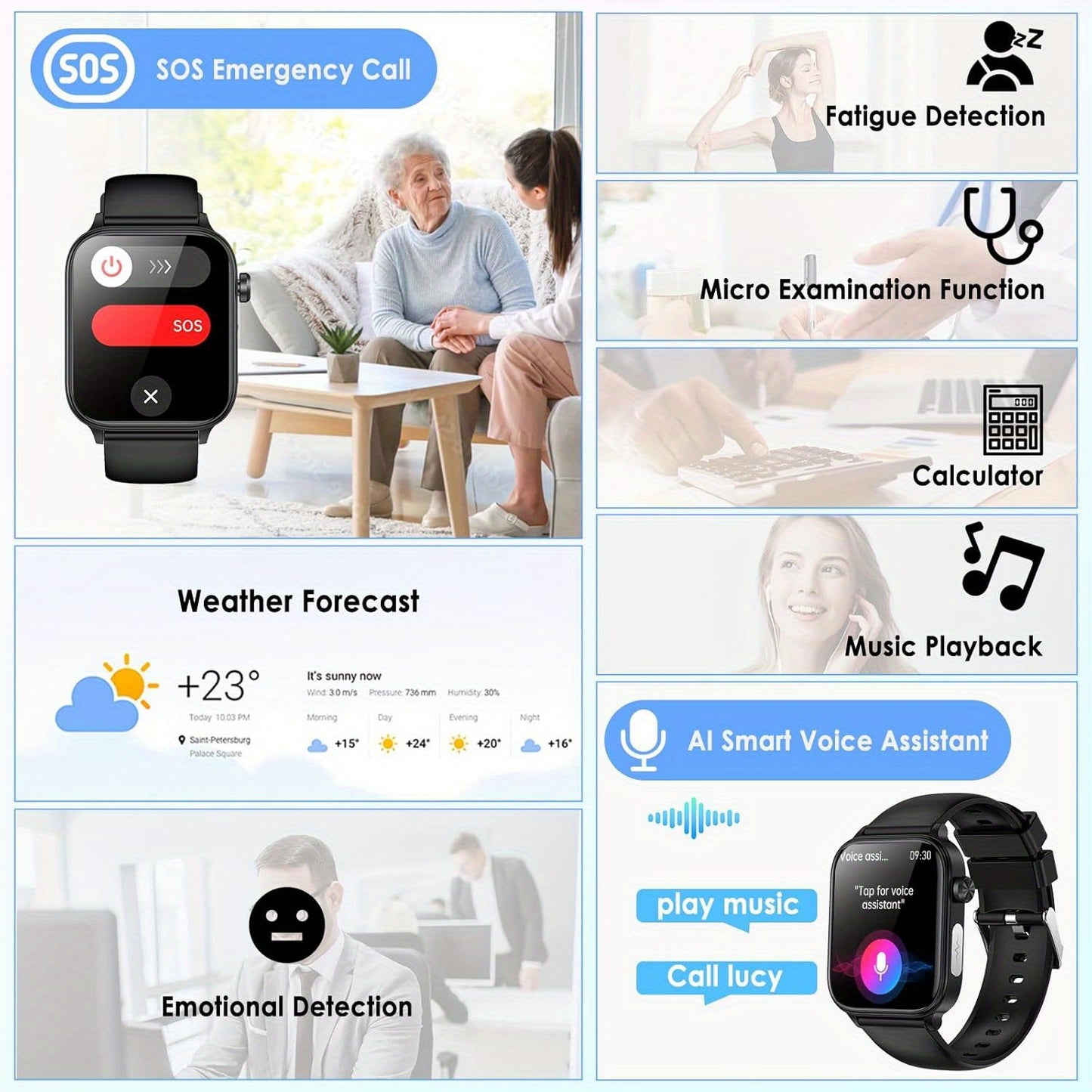 Marsyu Smartwatch Health Monitoring With Multi-Sport Modes