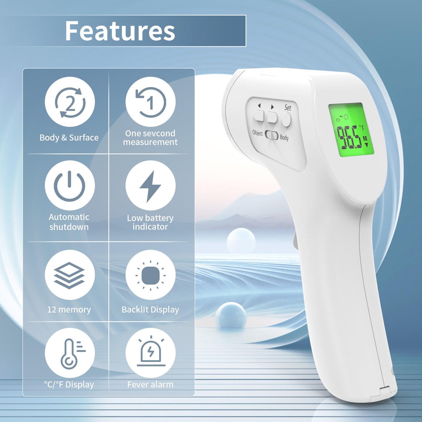 JIACOM Medical Forehead Thermometer Non Contact Infrared Display