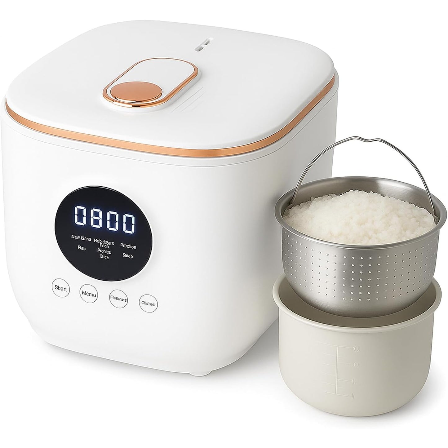 Electric Rice Cooker Low Sugar 101.44oz - Smart Carb Reducing Rice Cooker with Steamer Basket, Ceramic Inner Pot& Stainless Steel Filter, Compact Pressure Cooker for Healthy Cooking, 1-4 People, Meal Prep, Spacesaving Design,