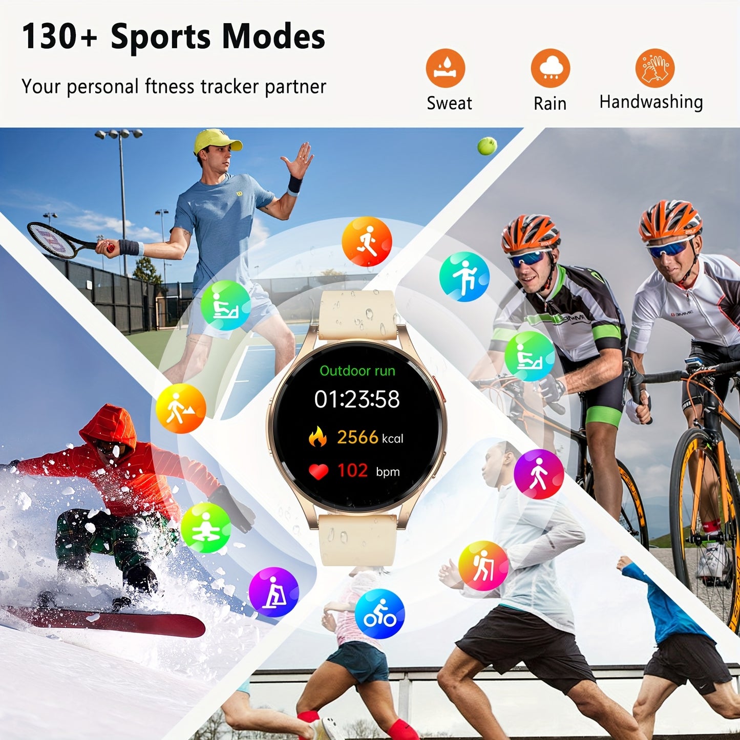 New Smart Watch for Women Men, 1.43'' AMOLED Screen, BT5.3 Call, 260mAh Battery, 130+ Sport Modes, Motion Tracking, SOS Emergency Call, AI Intelligent Voice, Message Reminder, Weather Forecast, Fitness Tracker for IOS & Andro