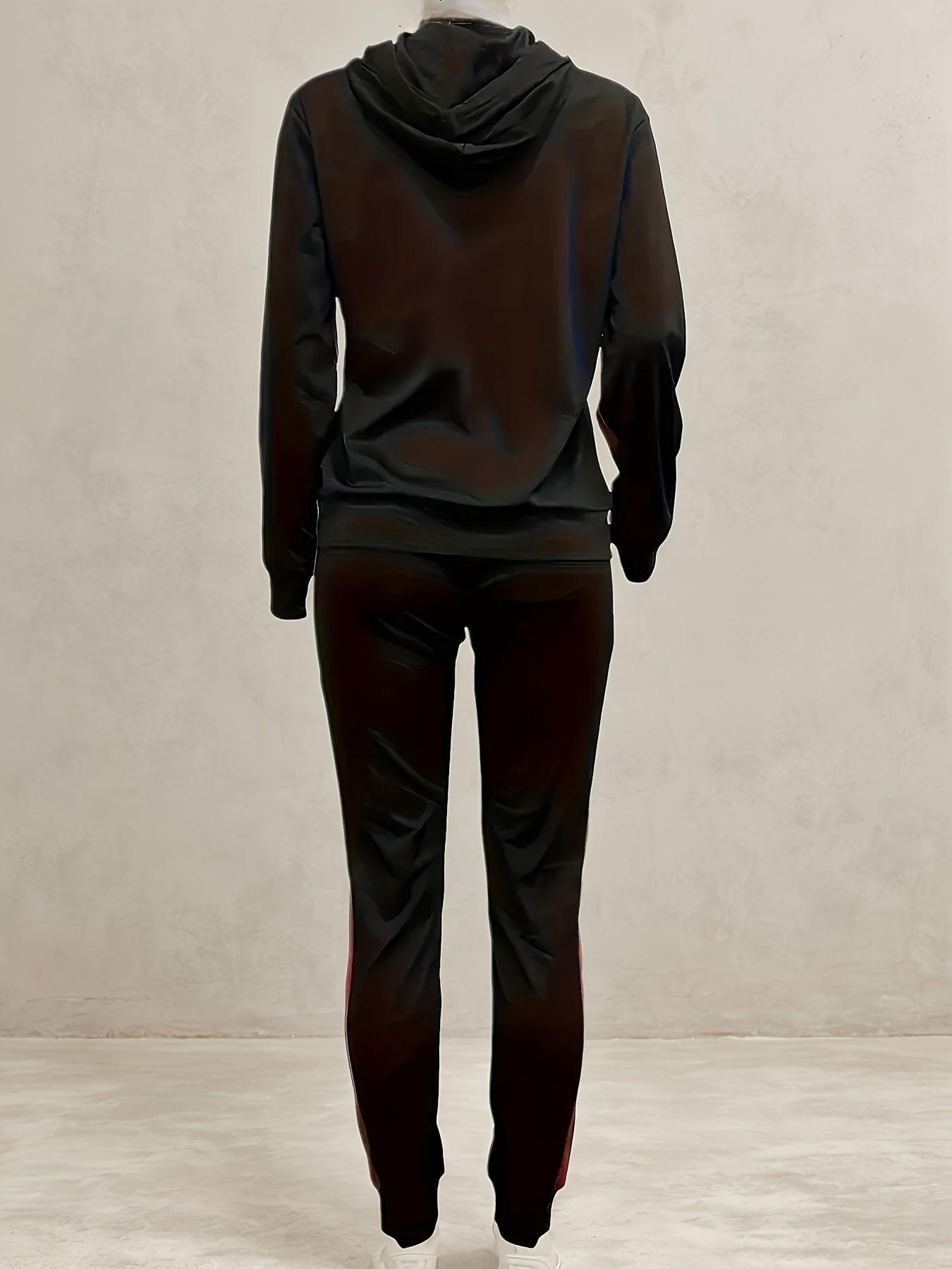 Hoodie and Jogger Set Full-Zip, Stretchy Polyester Blend