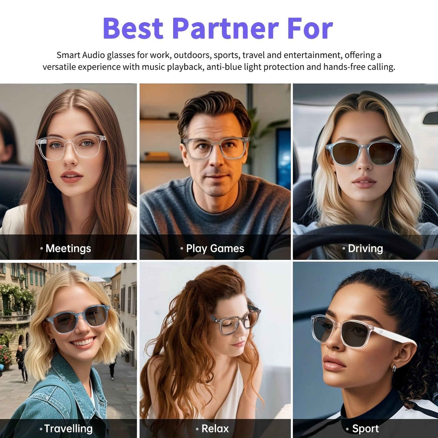 HVESBSFSY Smart Glasses AutoDimming AI Voice Assistant