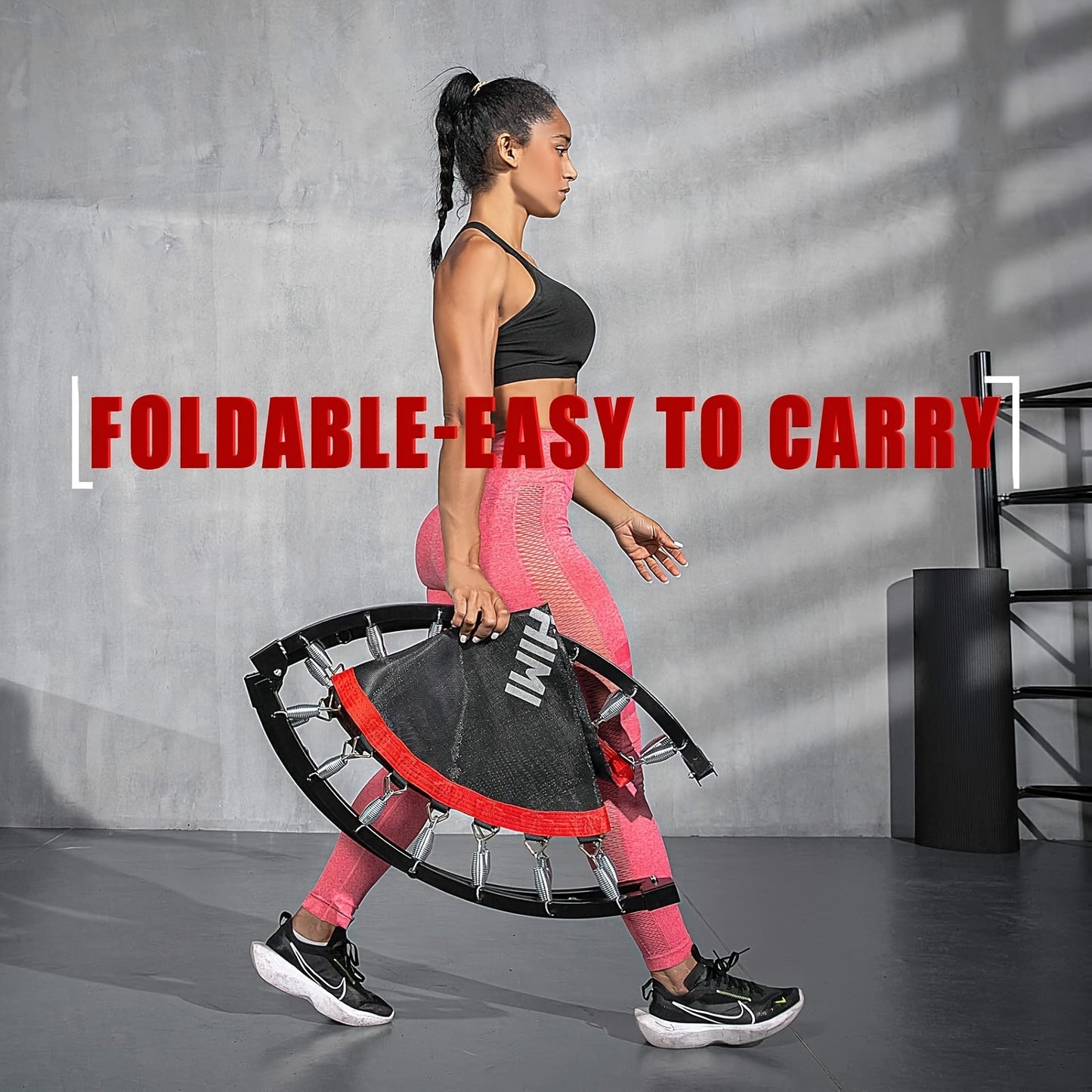 KANCHIMI Foldable Mini Trampoline With Bungees For Adults