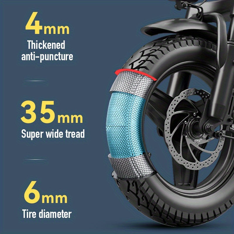 Electric Folding Bicycle, Equipped with 16-Level Shock Absorption Device, 500-Watt Motor, 48-Volt 15-Ampere Battery, with A Range of Up to 45 Kilometers. Can Support Up to 380 Pounds