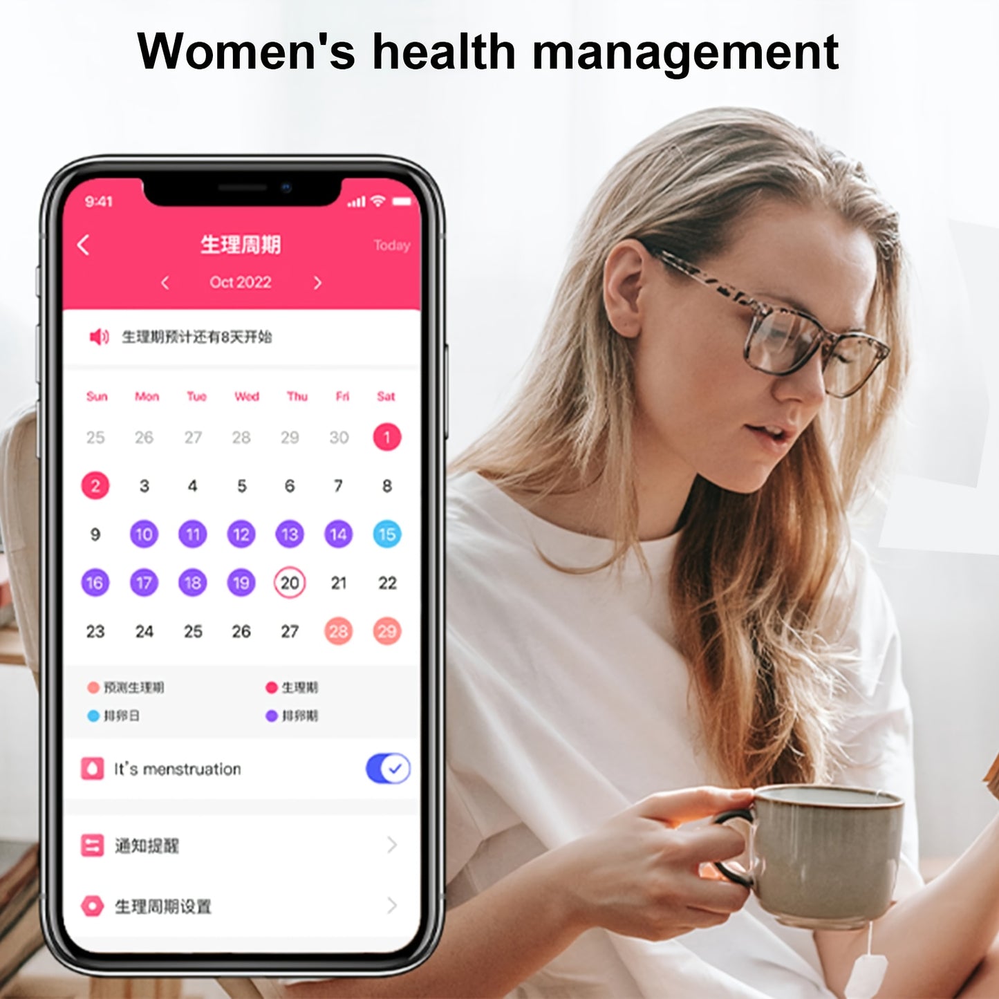 Smart Ring for Women - Fitness Ring with Step, Distance, Calorie, Menstrual Cycle, IP68 Health Rings for Women, Smart Rings for iOS/Android, Gift for Mom/Girlfriend