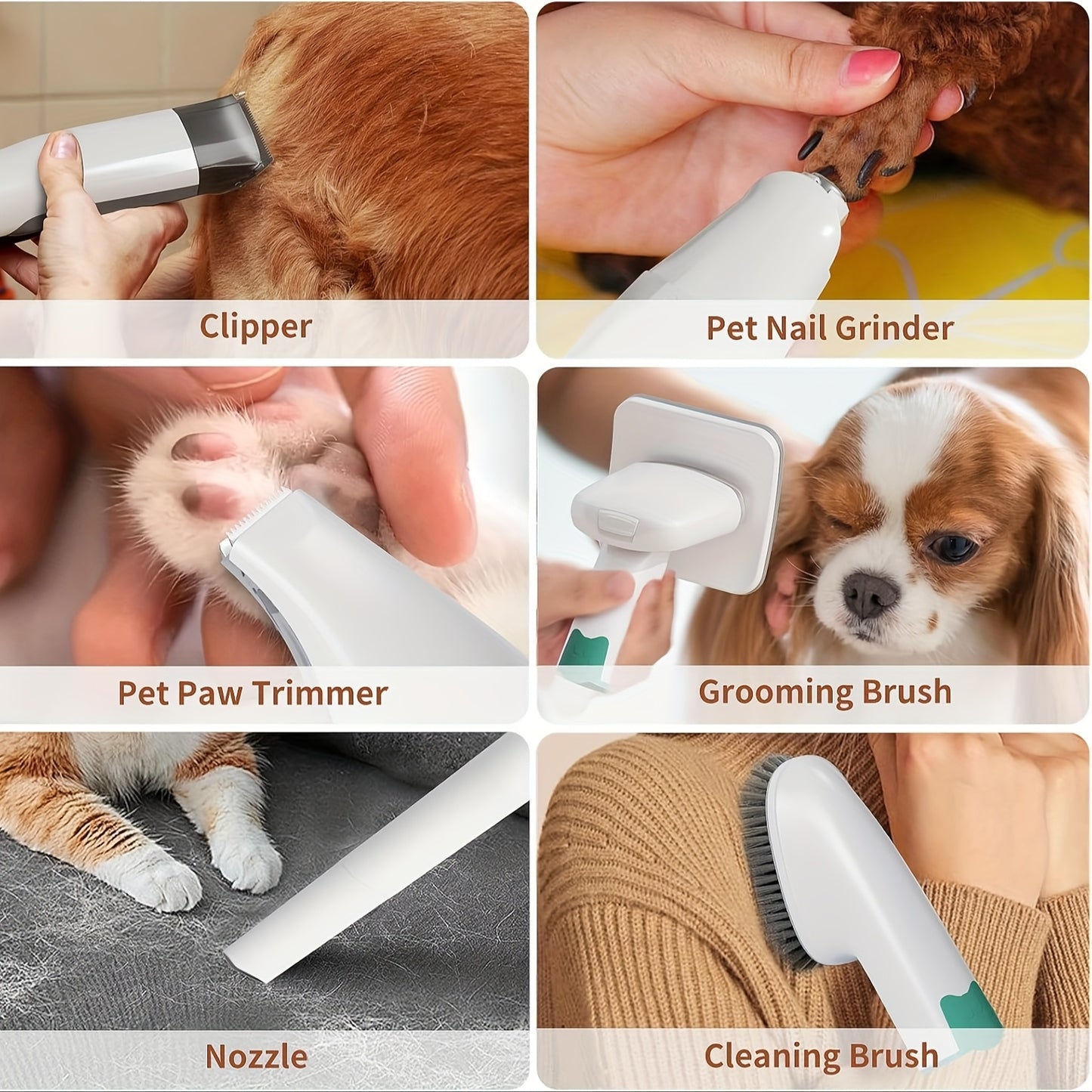 BCHARYA Dog Grooming Kit With Vacuum Clipper Nail Grinder