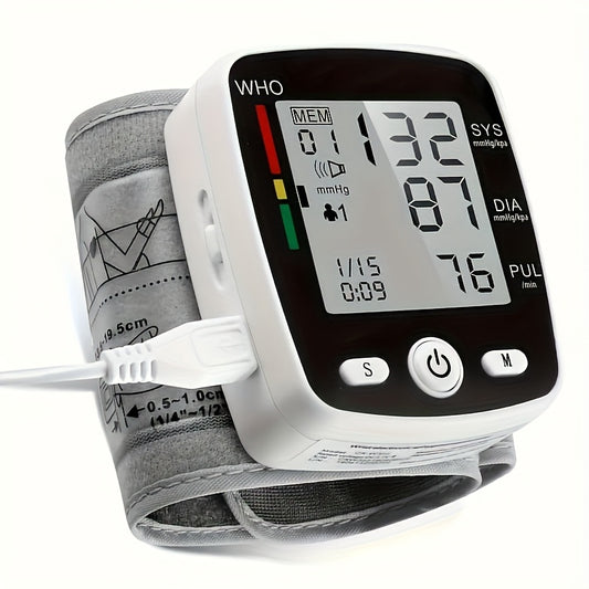 CHANG KUN Wrist Blood Pressure Monitor Digital BP Monitor Rechargeable BP Machine with Portable Storage Box, with 2x99 Readings Memory, Adjustable 5.4"-7.7" Cuff, Large LCD Display Voice Broadcast Portable Carrying