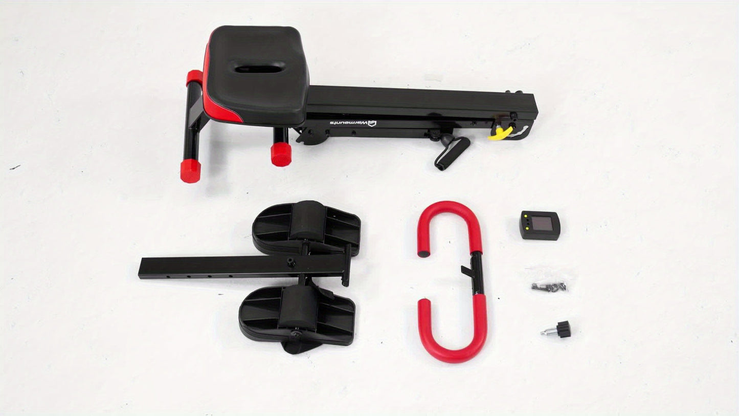 WARMOUNTS Rowing Machine, 4-in-1 Foldable for Home Gym, 2-Level Adjustable Resistance, 4 Adjustable Handle Heights, LCD Monitor, 260 lbs Capacity, Without Battery