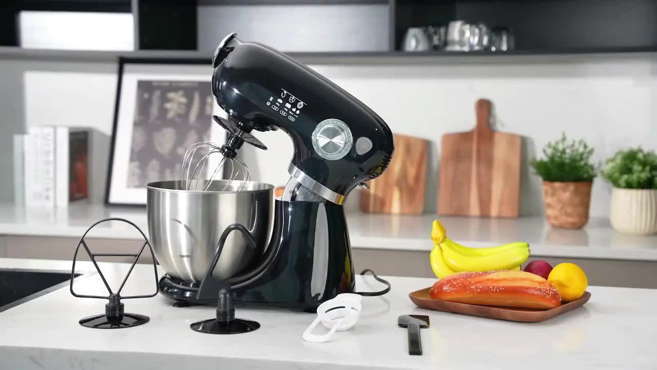 4-in-1 Electric Vertical Mixer, with A Power Of 350 Watts, 12-speed with Pulse Button. Accessories Include 5.5-gallon Stainless Steel Bowl, Mixing Paddle, Dough Hook, Whisk, And A Powerful Baking Mixer Suitable for Cake, Brea
