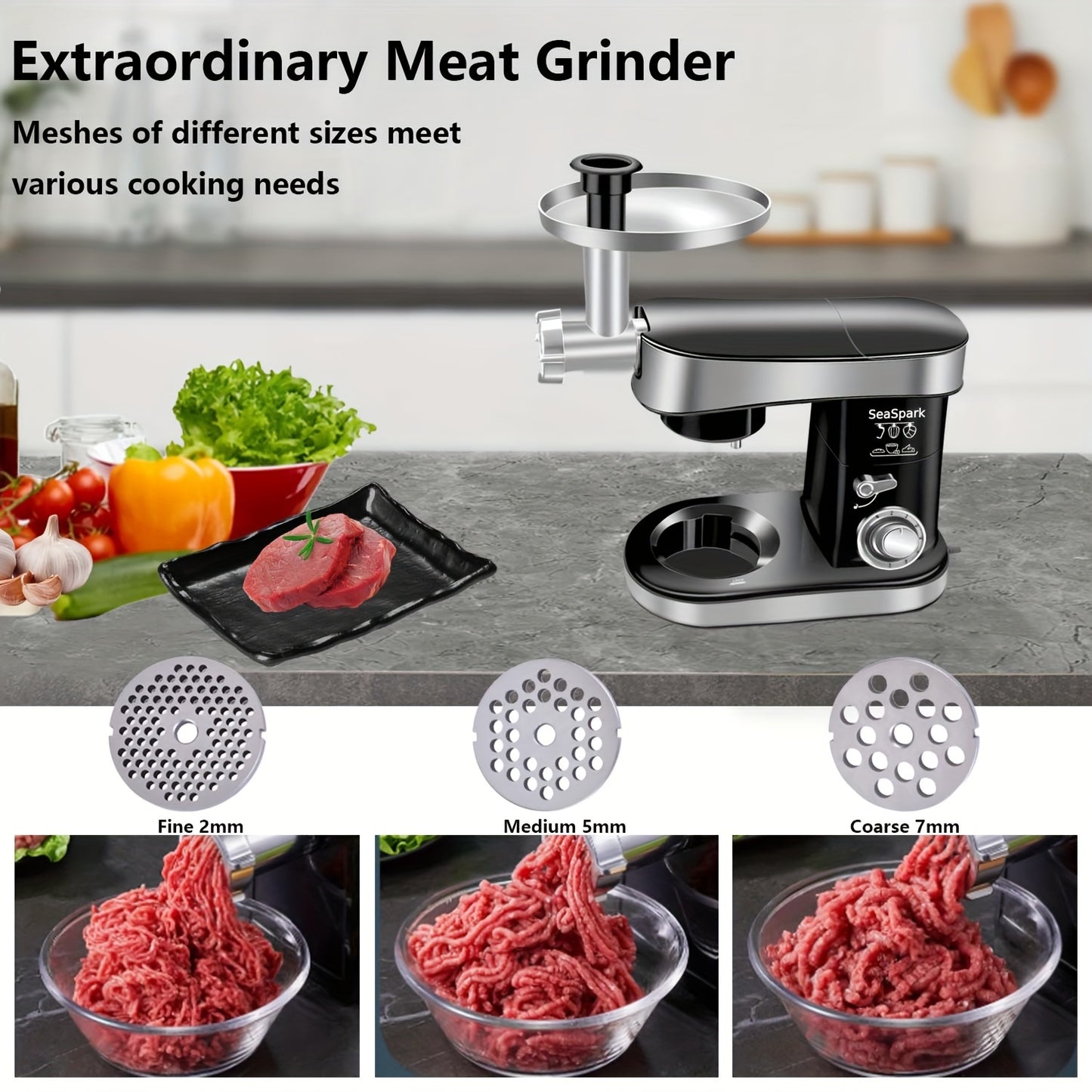 One Kitchen Electric Mixer, Featuring a 5-In-1 Design with Six Speed Settings And a Pulse Function, Comes with a 6.3QT Stainless Steel Bowl, Dough Hook, Mixing Attachment, Egg Whisk, And Spatula