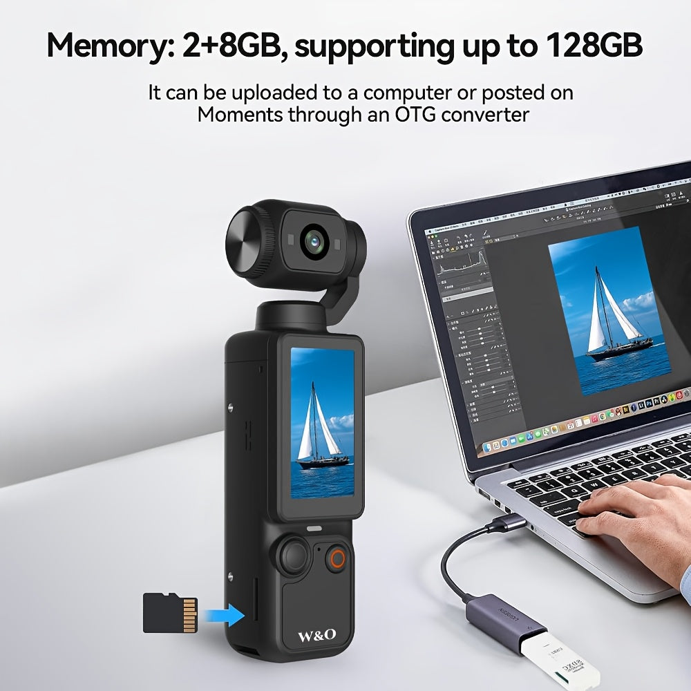 W&O Pocket Camera 4K Video Recording with Rotating Screen