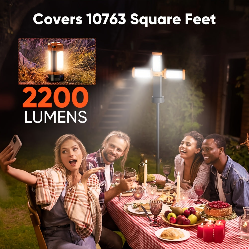 AUXTUR Portable Camping Light with Stand, Rechargeable Camping Lamp, 15000/20000mAh High-Capacity Battery, Tent Lights for Camping, Power Outages, Hiking, Fishing, Thanksgiving Christmas Birthday Anniversary Surprise Gifts fo