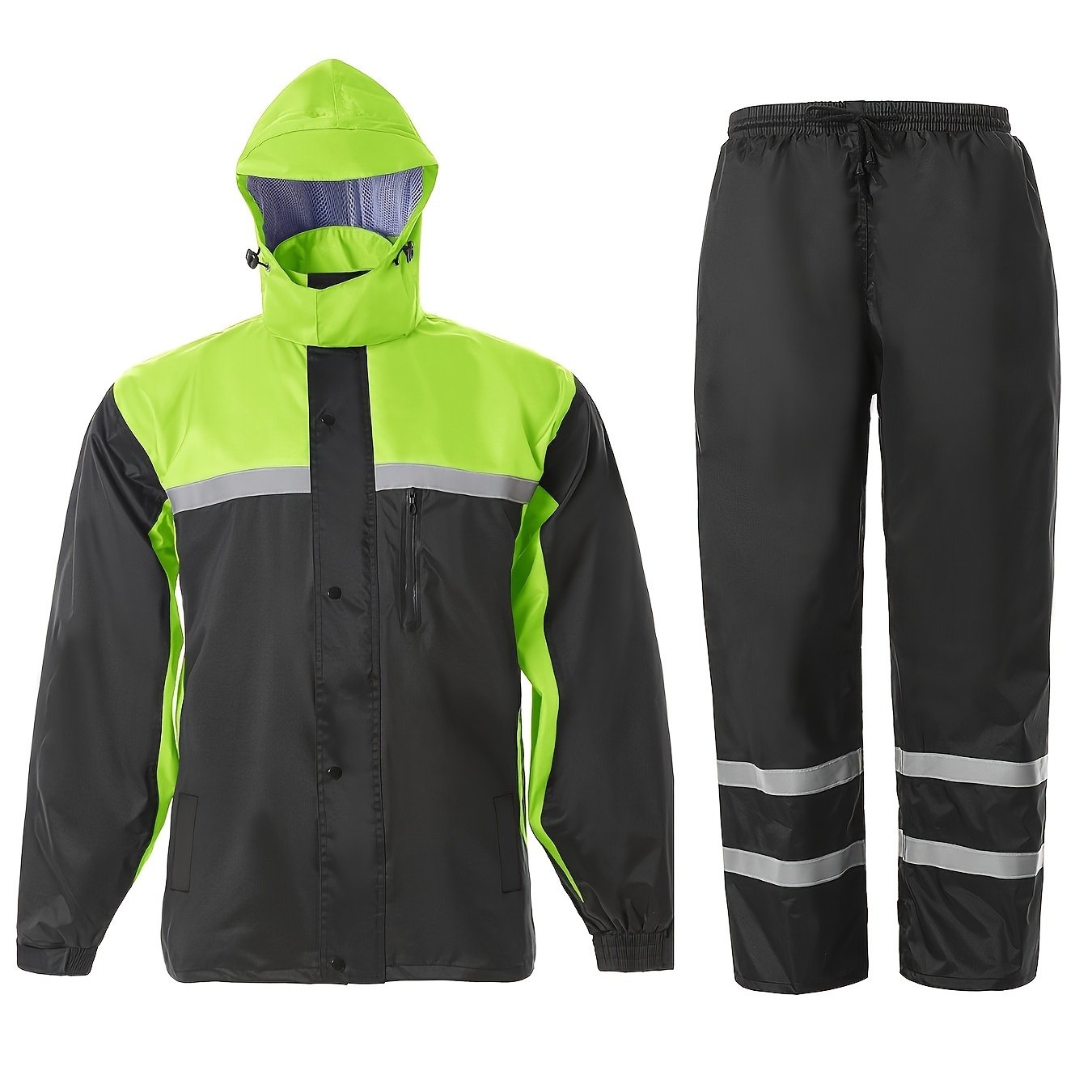 Men's Rain Suit High Visibility Reflective Jacket Pants