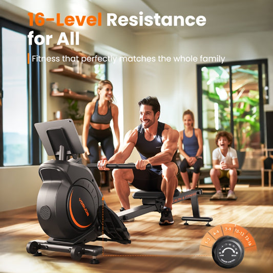 Magnetic/Water/Hydraulic Rowing Machine for Home, Rowing Machine for Taller Power Athletes, Comfortable Seat Cushion, 12×12 Powerful Magnetic, Dual Silent System, Maximum Weight Capacity 350 Lbs. 45-inch LCD Monitor Clearly