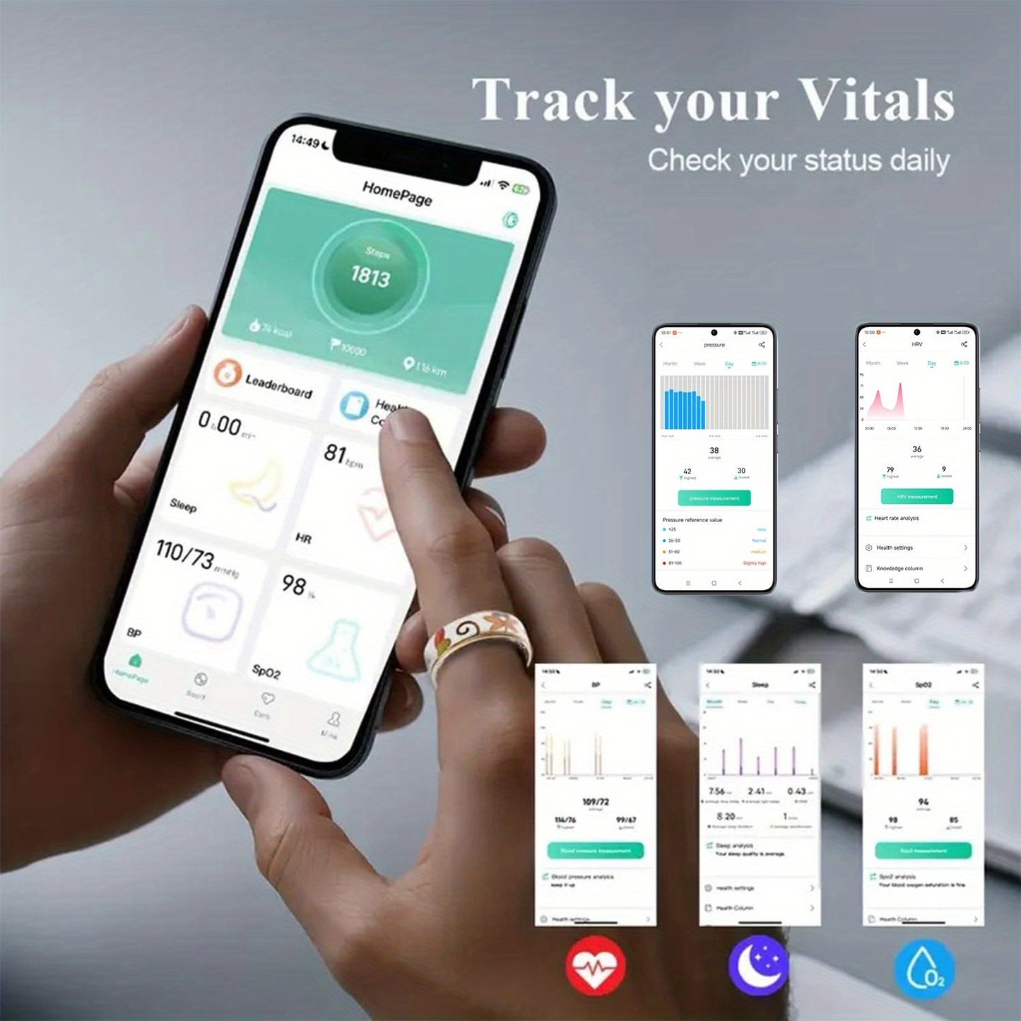 Smart Ring Sleep Monitor For iOS Android Wearable Tech