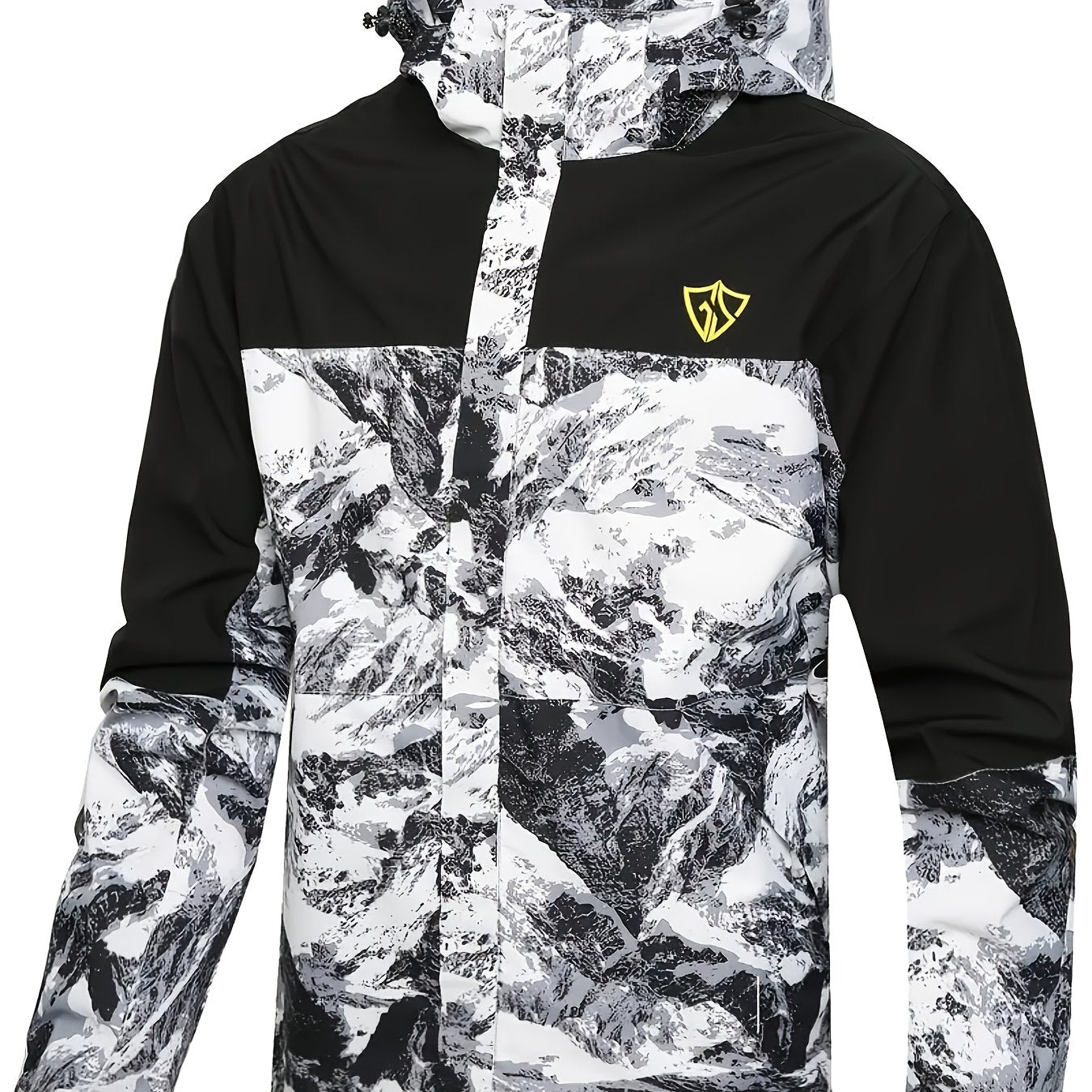 Men's Raincoat Windproof Polyester Shell With Hood