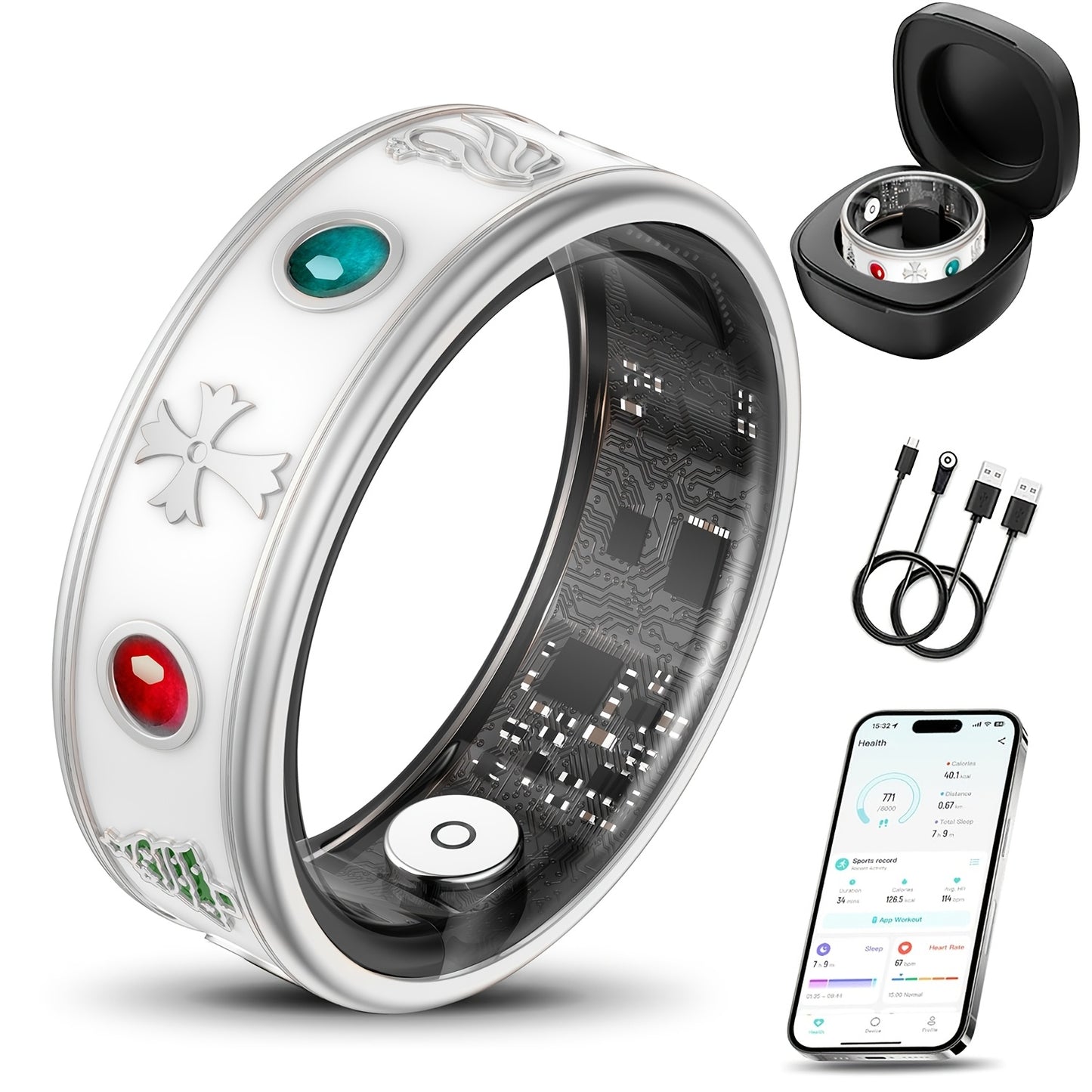 2026 Upgraded Smart Ring for Women Men, Smart Health Ring - IP68 Fitness Ring, Fitness Tracker with Sleep Tracker, Step Tracker, Distance Monitoring for iPhone And Android - Birthday Gifts/Father Gifts/Mother Gifts
