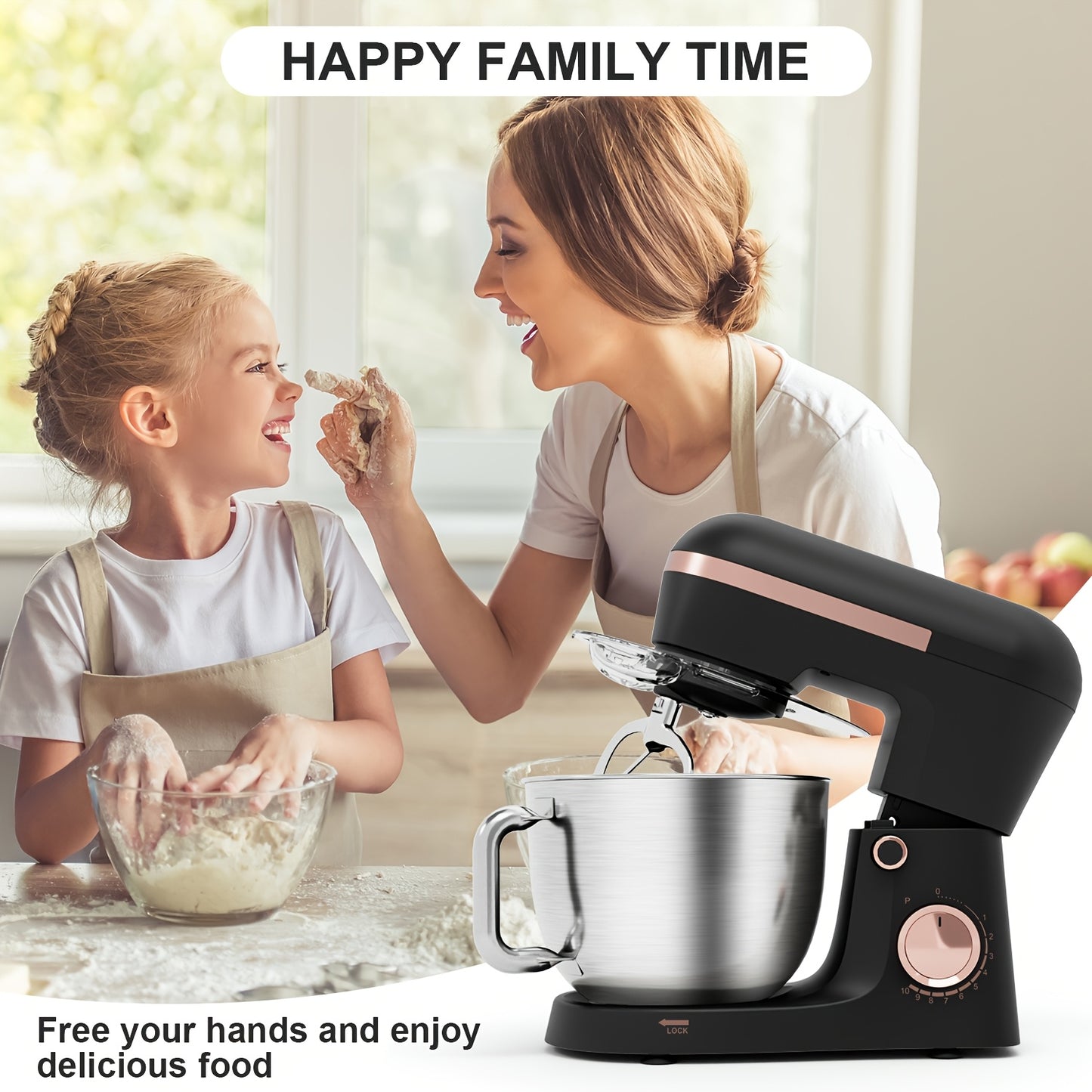 7QT Stand Mixer, 10+P Speeds Powerful Electric Kitchen Mixer With Dough Hook, Beater, Whisk And Splash Guard With Pour Spout, Food Mixer For Baking, Cooking